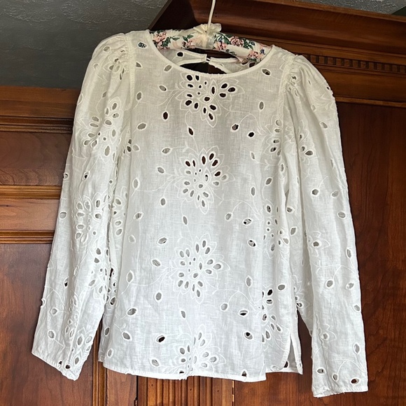 Rebecca Taylor Sarah Embroidered White Blouse, Size L, NWT - Picture 7 of 16
